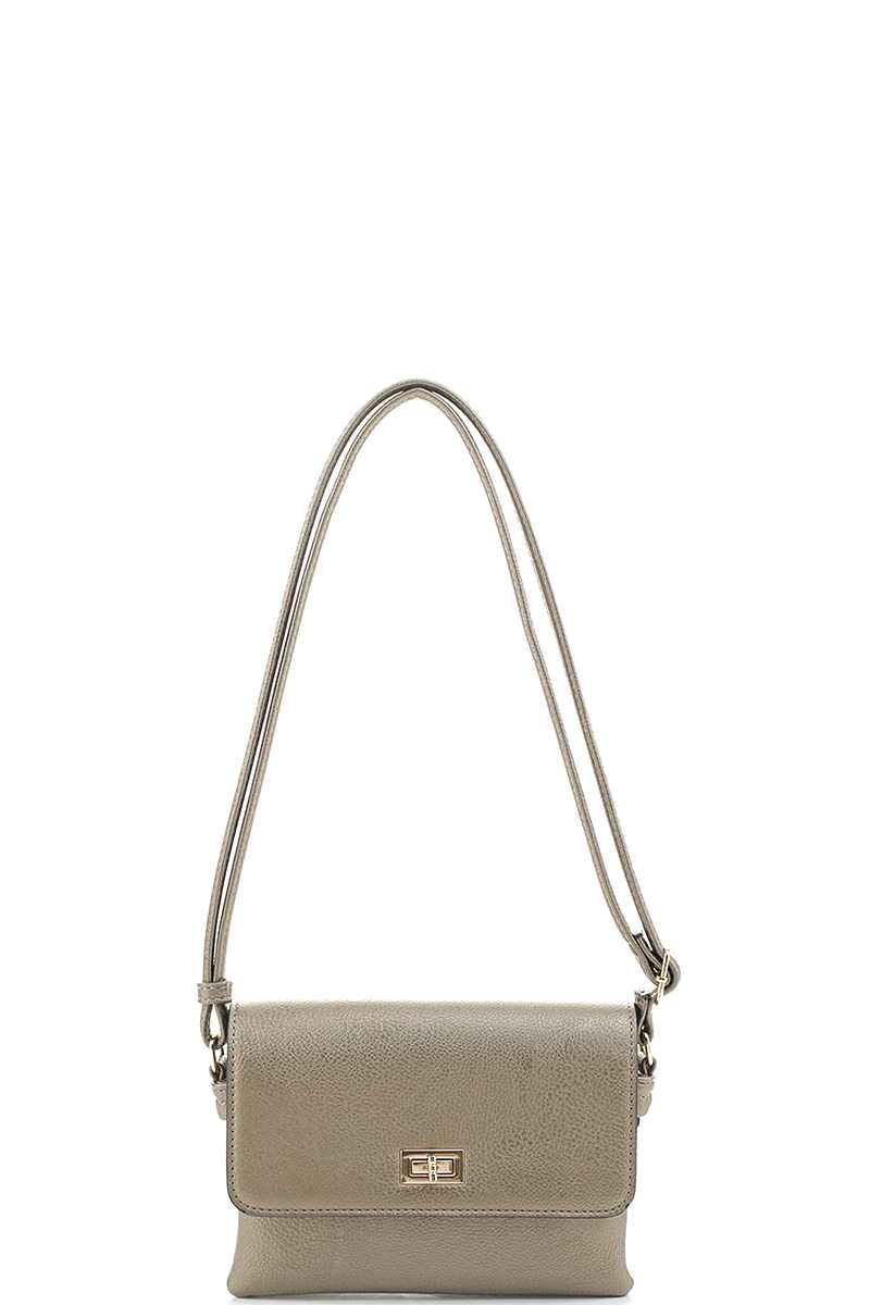 Smooth Colored Crossbody Bag-55636.BK--Love It Clothing