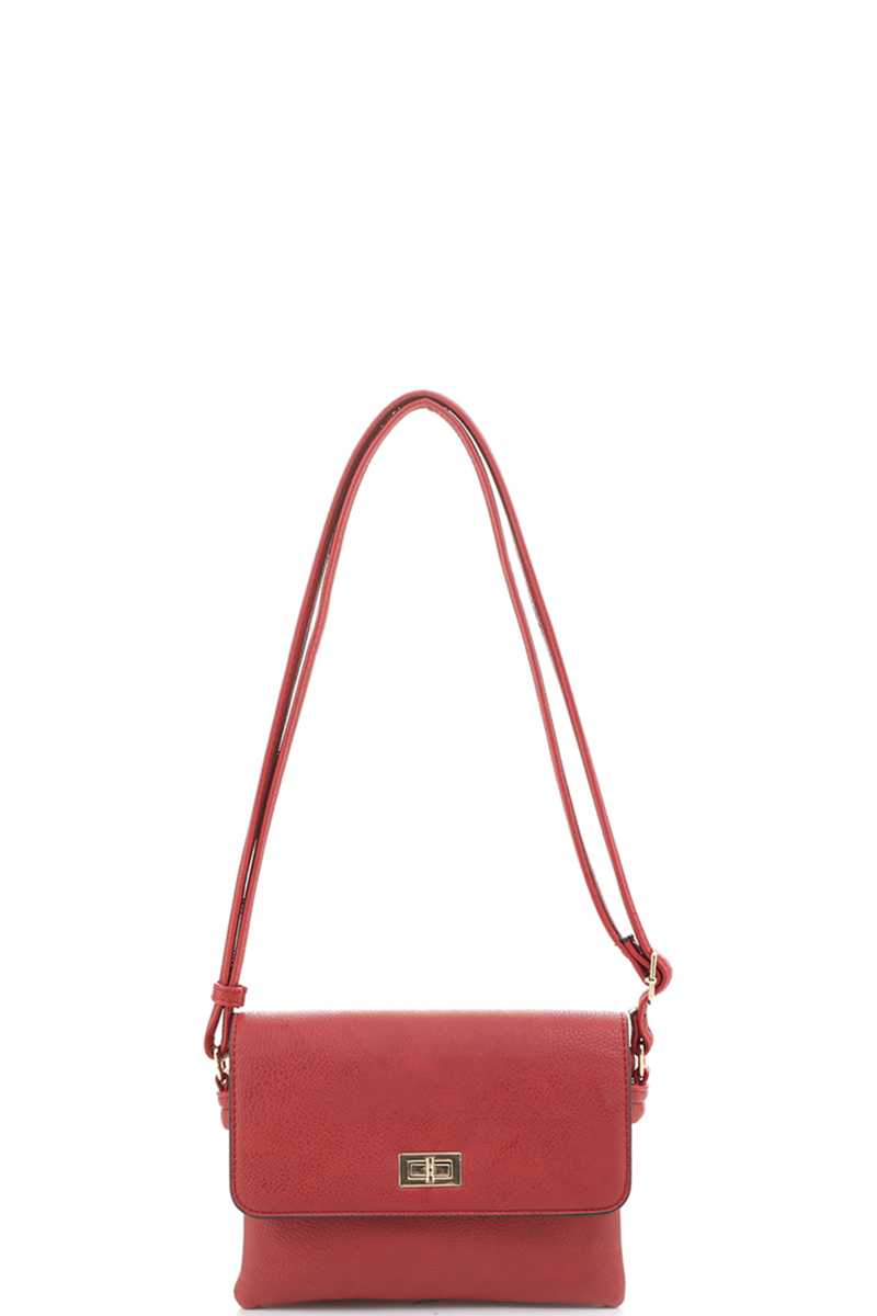 Smooth Colored Crossbody Bag-55636.BK--Love It Clothing