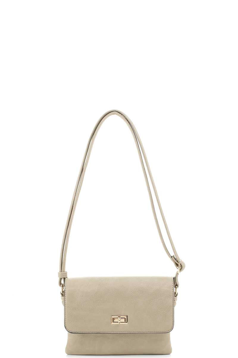 Smooth Colored Crossbody Bag-55636.BK--Love It Clothing