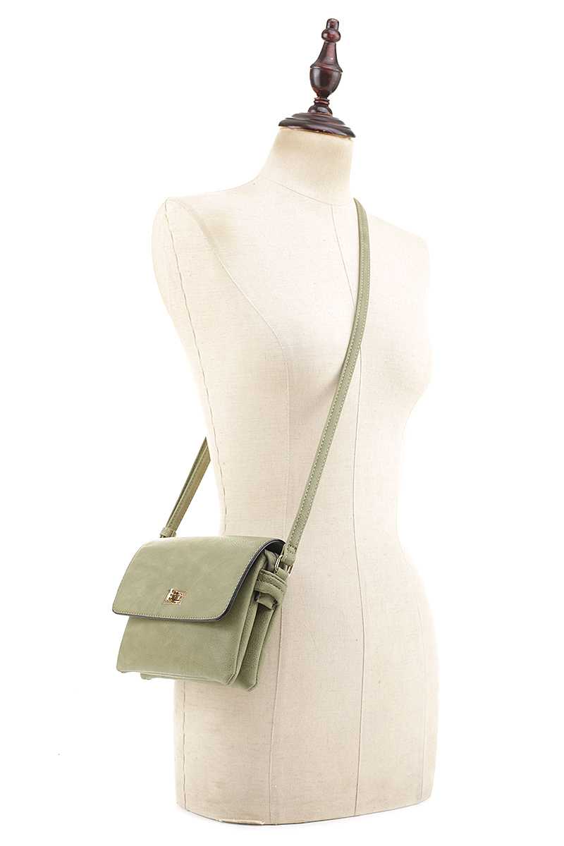 Smooth Colored Crossbody Bag-55636.BK--Love It Clothing