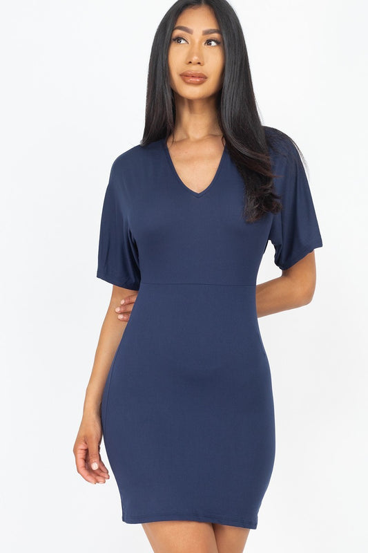 Dolman Sleeves Solid Mini Dress-55815.S-Select Size: S-Love It Clothing