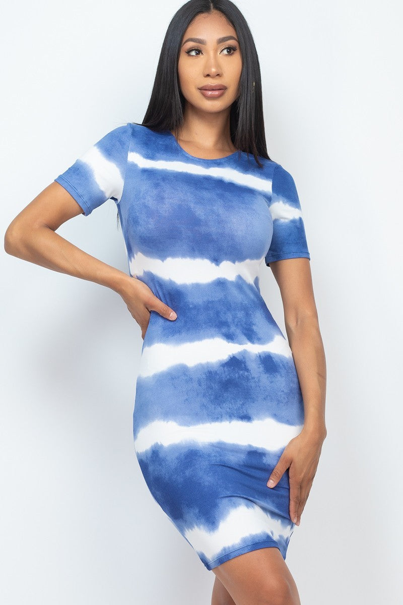 Stripe Tie-dye Printed Midi Dress-55816.L-Select Size: L-Love It Clothing