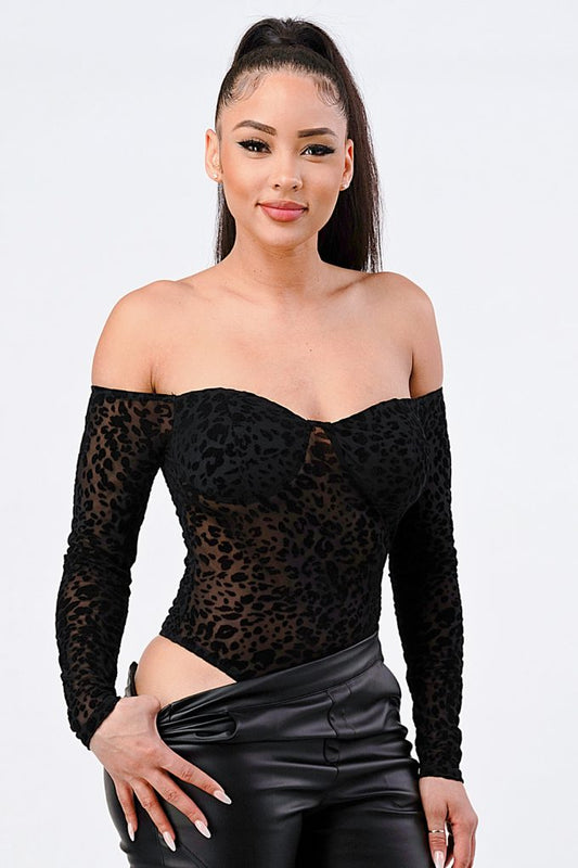 Leopard Print Off Shoulder Bodysuit-55871.L--Love It Clothing