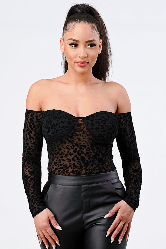 Leopard Print Off Shoulder Bodysuit-55871.L--Love It Clothing