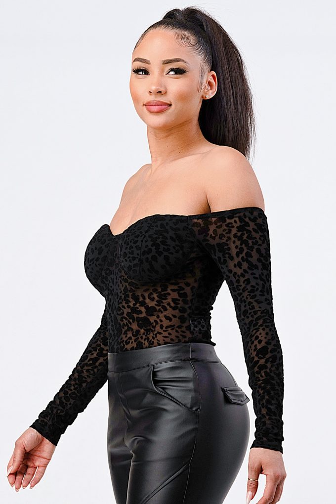 Leopard Print Off Shoulder Bodysuit-55871.L--Love It Clothing