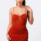 Luxe Glitter Front Mesh Ribbed Cami Mini Dress - Love It Clothing