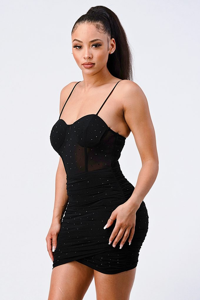 Luxe Glitter Front Mesh Ribbed Cami Mini Dress-55874.S-Select Size: S, M, L-Love It Clothing