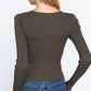 Shirring Sweatheart Neck Sweater - Love It Clothing