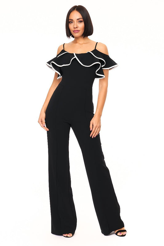 Color Block Binding Detailed Fashion Jumpsuit-56116a.S-Color: Black-Love It Clothing