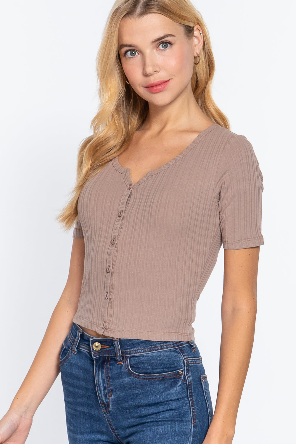 Elbow Slv Rib Knit Cardigan-56137f.S--Love It Clothing