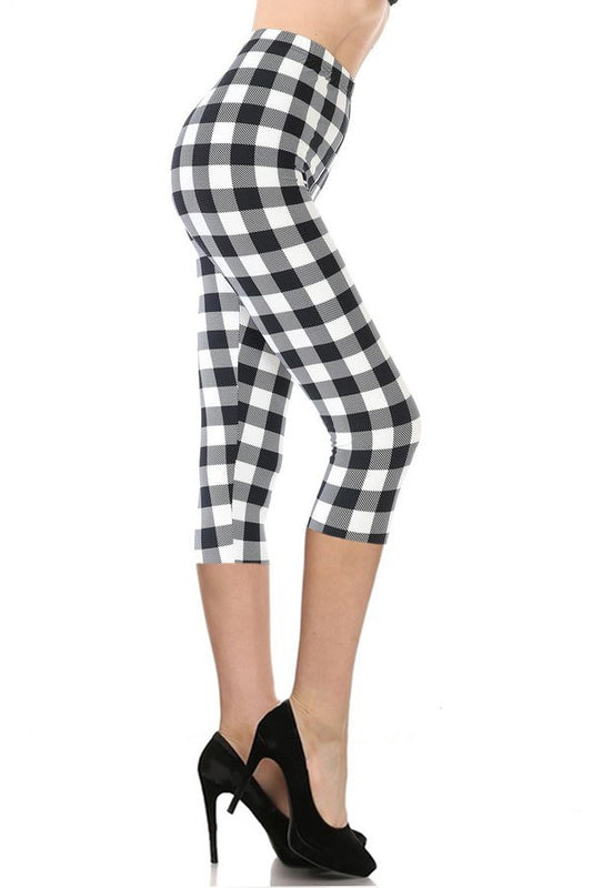 Multi-color Print, Cropped Capri Leggings In A Fitted Style With A Banded High Waist-56146.Multi--Love It Clothing