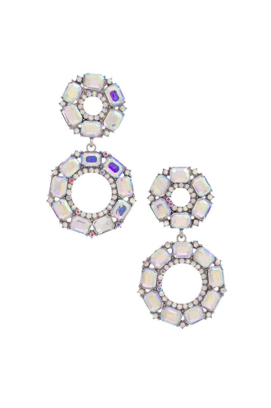 Double Circle Rhinestone Earring-56238.SAB--Love It Clothing