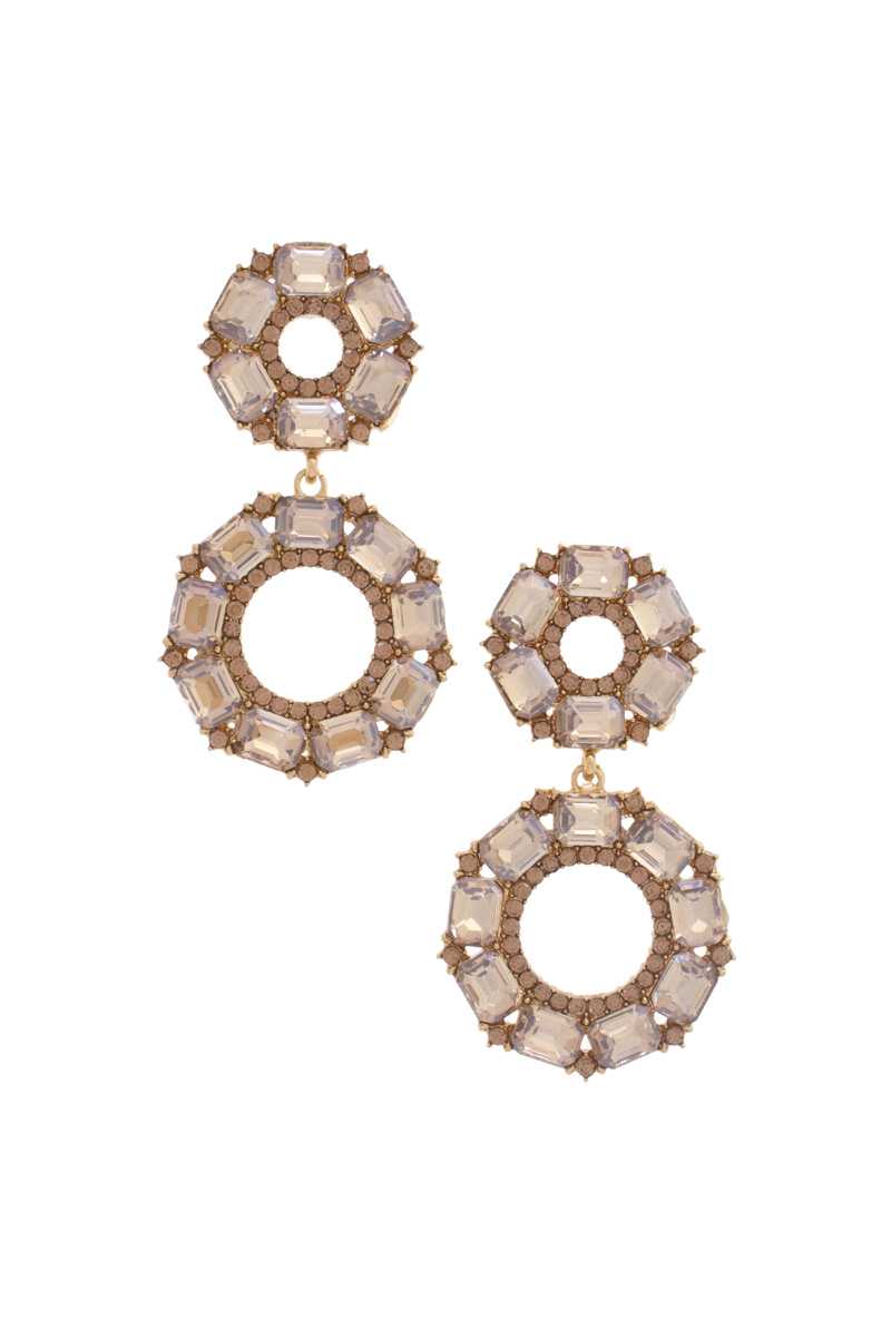 Double Circle Rhinestone Earring-56238.SAB--Love It Clothing