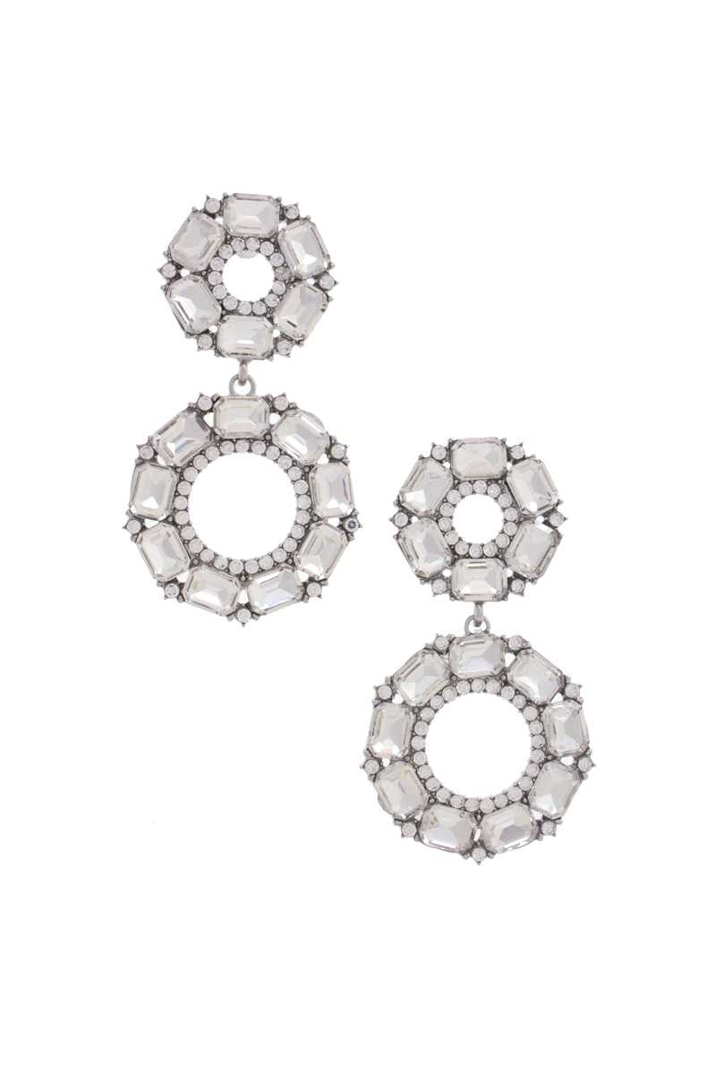 Double Circle Rhinestone Earring - Love It Clothing