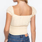 Short Sleeve Front Tie Ruched Detail Woven Top - Love It Clothing