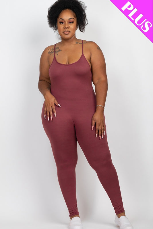 Plus Size Solid Bodycon Cami Jumpsuit-56584d.1XL-Select Size: 1XL-Love It Clothing