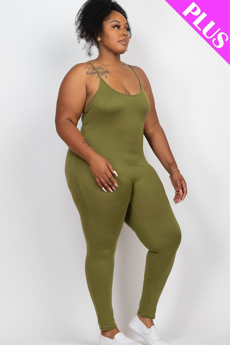 Plus Size Solid Bodycon Cami Jumpsuit - Love It Clothing