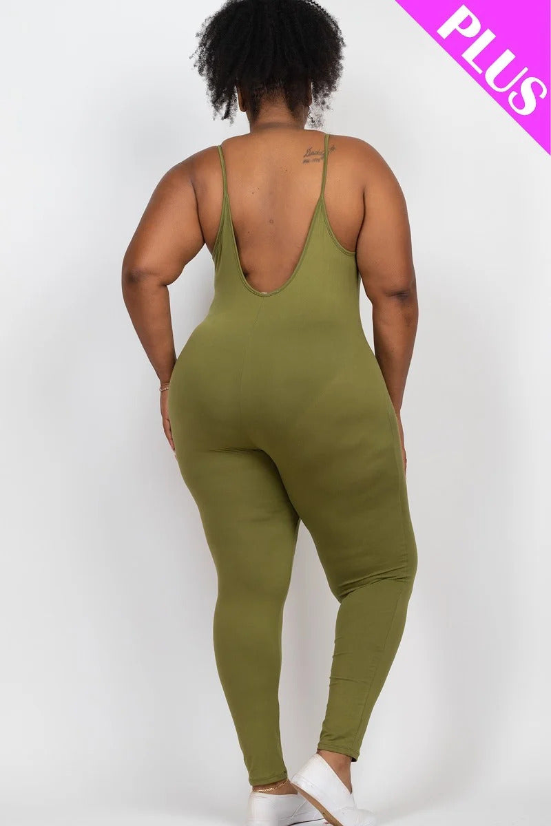 Plus Size Solid Bodycon Cami Jumpsuit - Love It Clothing