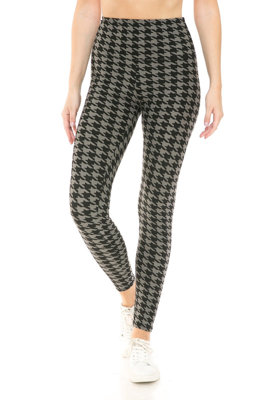 Houndstooth Print High Waist Leggings With 5 Yoga Style Waistband-56733.Multi--Love It Clothing