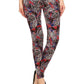 Floral Print High Waist Basic Solid Leggings With 1 Elastic Waistband - Love It Clothing