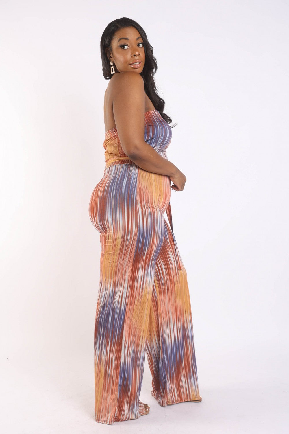 Printed Tube Jumpsuit With Self Belt - Love It Clothing
