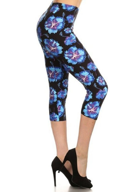 Multi-color Print, Cropped Capri Leggings In A Fitted Style With A Banded High Waist-56900.Multi--Love It Clothing