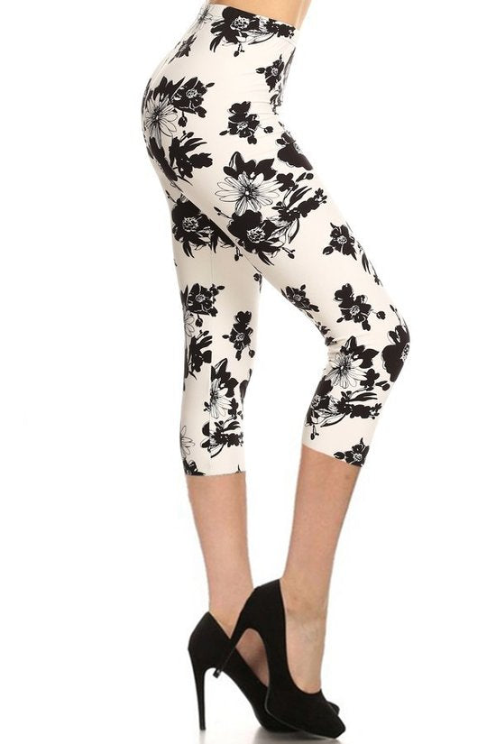 Multi-color Print, Cropped Capri Leggings In A Fitted Style With A Banded High Waist-56901.Multi--Love It Clothing