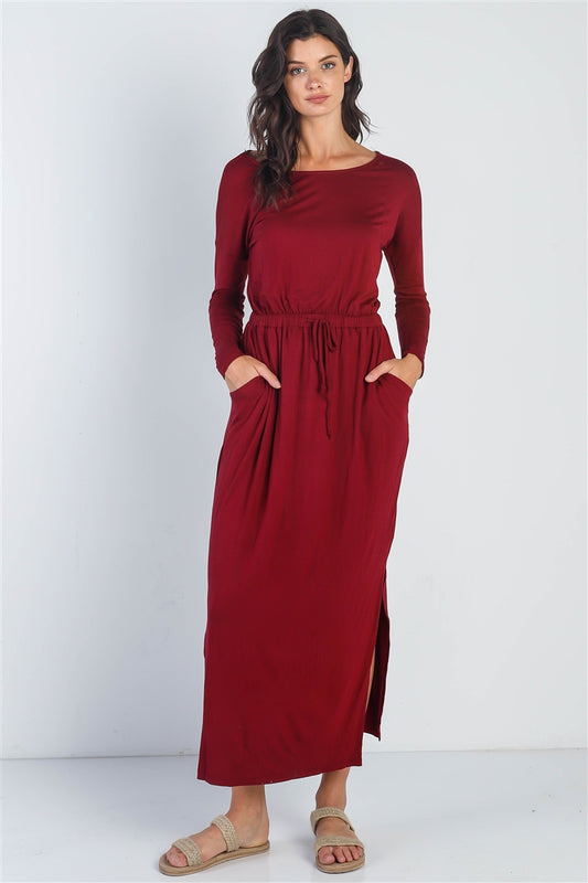 Midi Sleeve Basic Maxi Dress-56940a.S--Love It Clothing