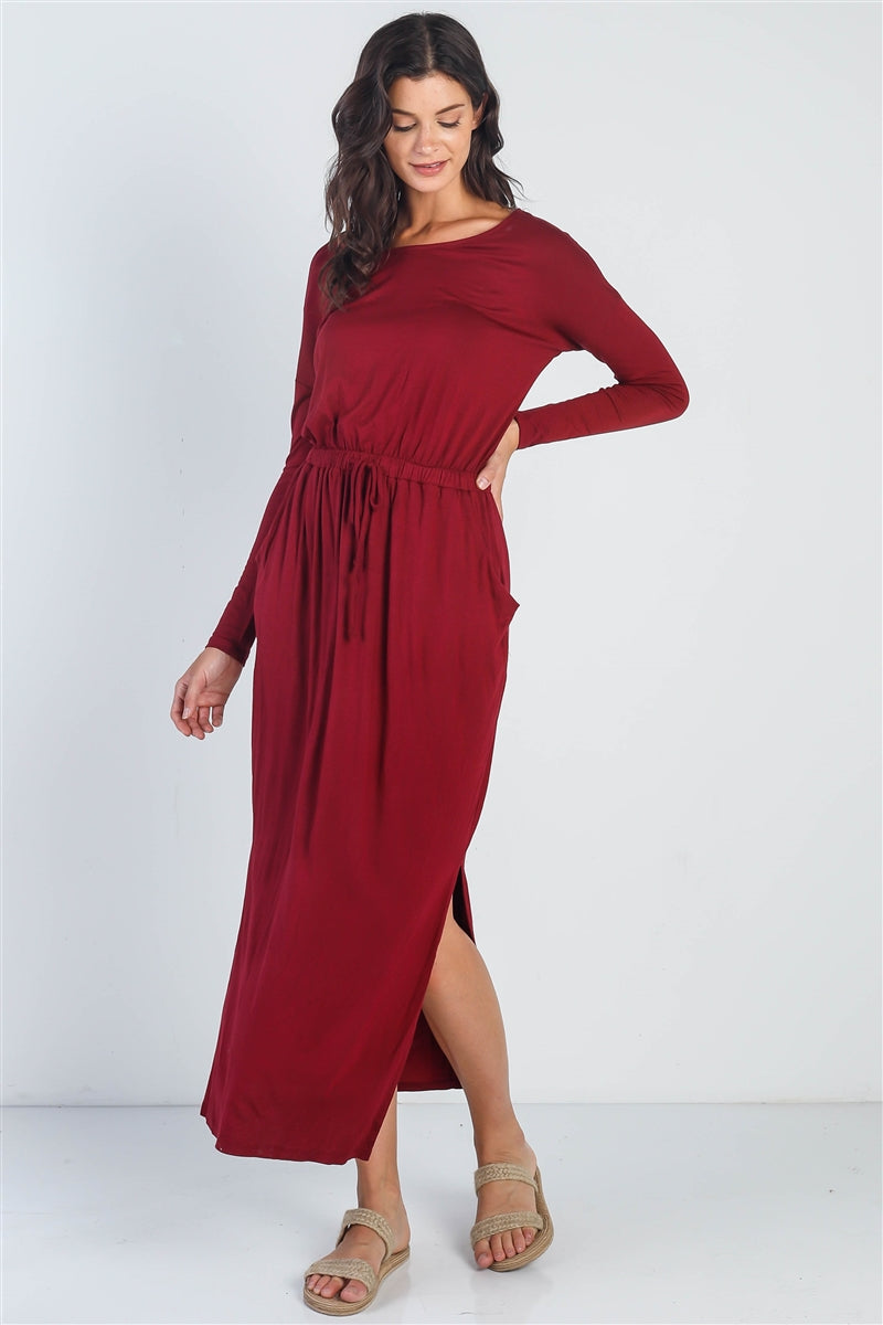 Midi Sleeve Basic Maxi Dress-56940a.S--Love It Clothing