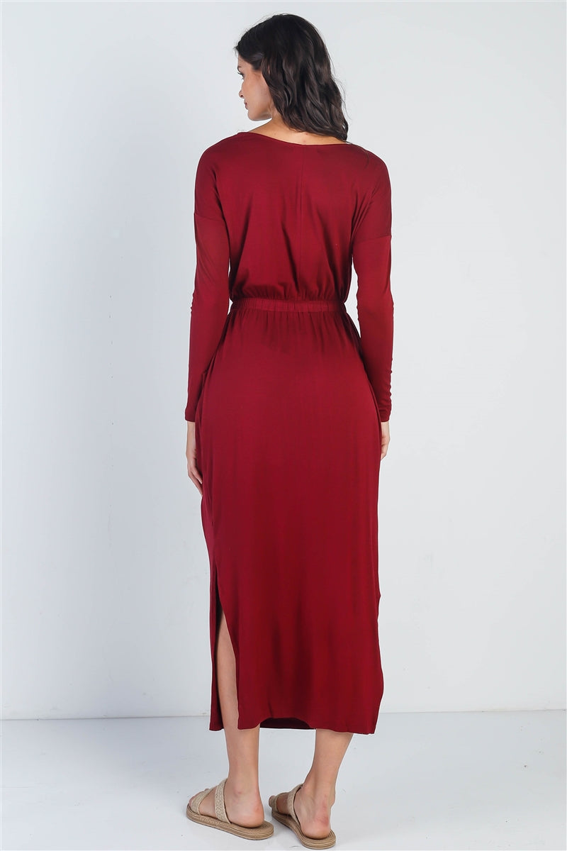 Midi Sleeve Basic Maxi Dress-56940a.S--Love It Clothing