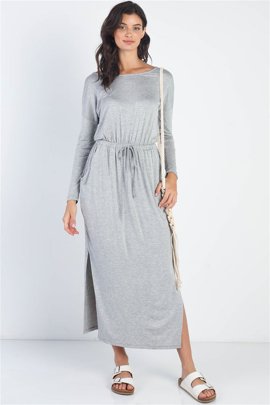 Midi Sleeve Basic Maxi Dress-56940c.S--Love It Clothing