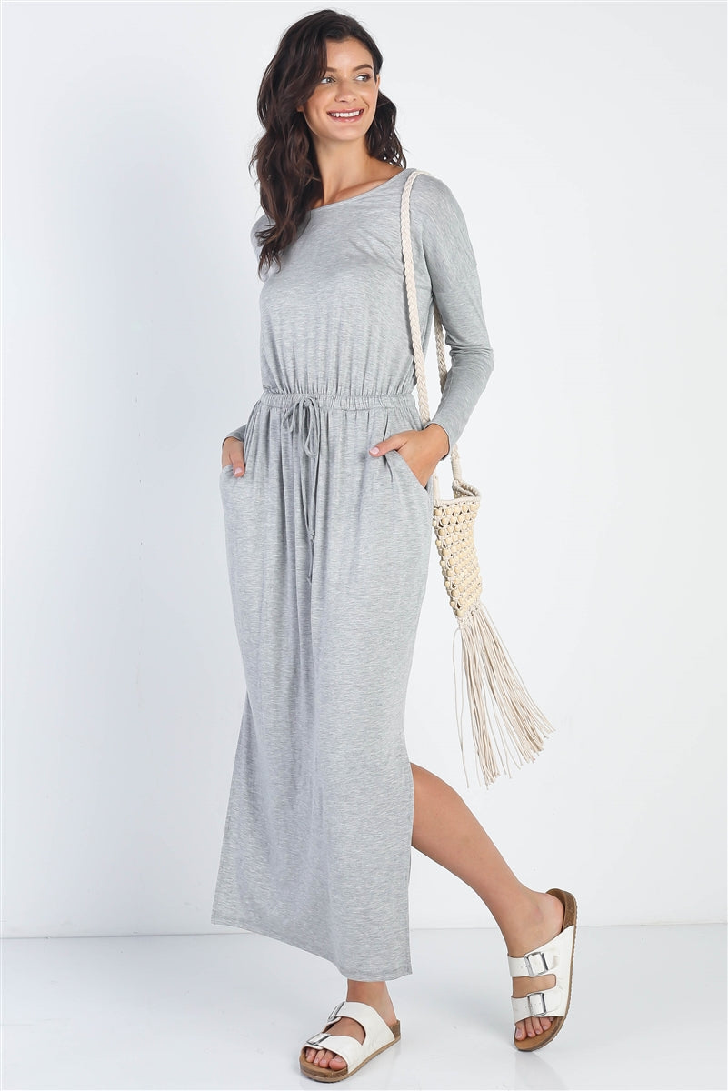 Midi Sleeve Basic Maxi Dress-56940c.S--Love It Clothing