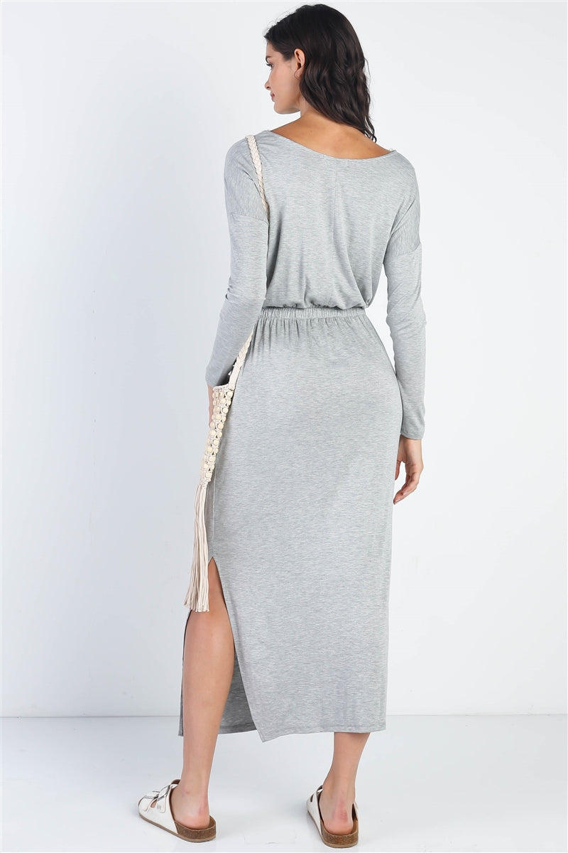 Midi Sleeve Basic Maxi Dress-56940c.S--Love It Clothing