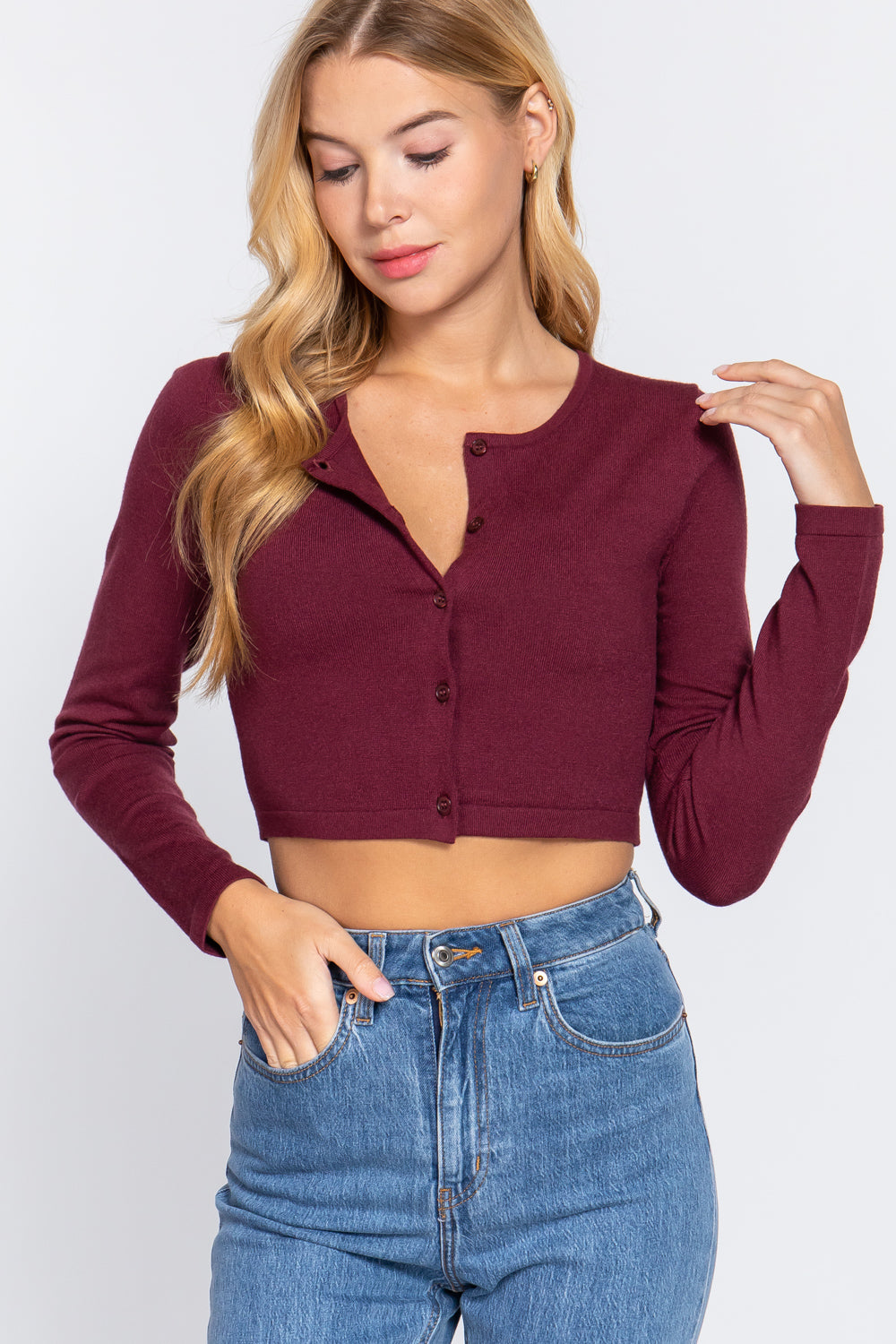 Long Slv Round Neck Viscose Sweater-56945b.S-Select Size: S, M, L-Love It Clothing