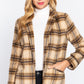 Notched Collar Plaid Jacket - Love It Clothing