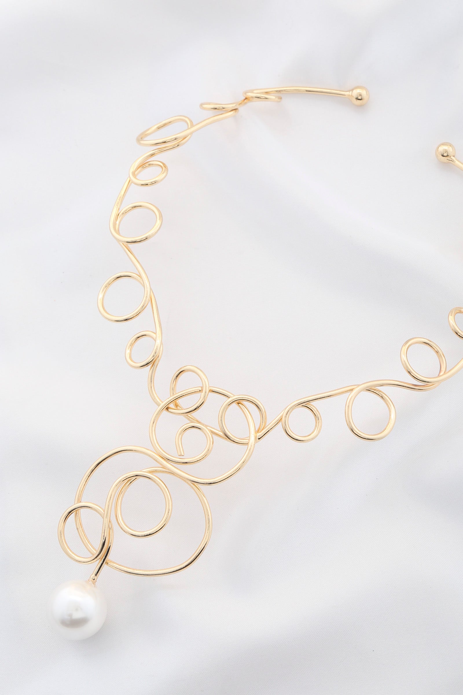 Pearl Swirl Metal Necklace-57044.Gold--Love It Clothing