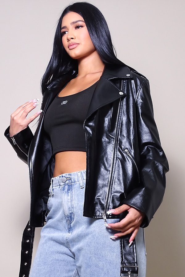 Oversized Moto Leather Jacket-57094.S--Love It Clothing