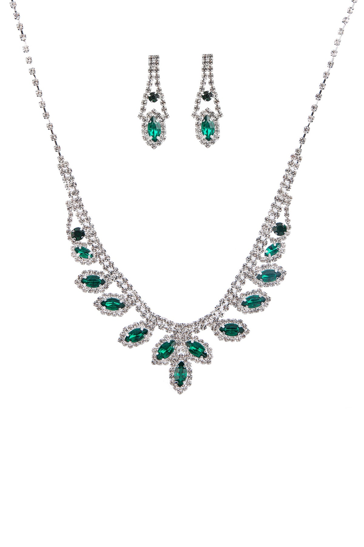 Rhinestone Marquise Wedding Necklace And Earring Set-57124.EMS--Love It Clothing