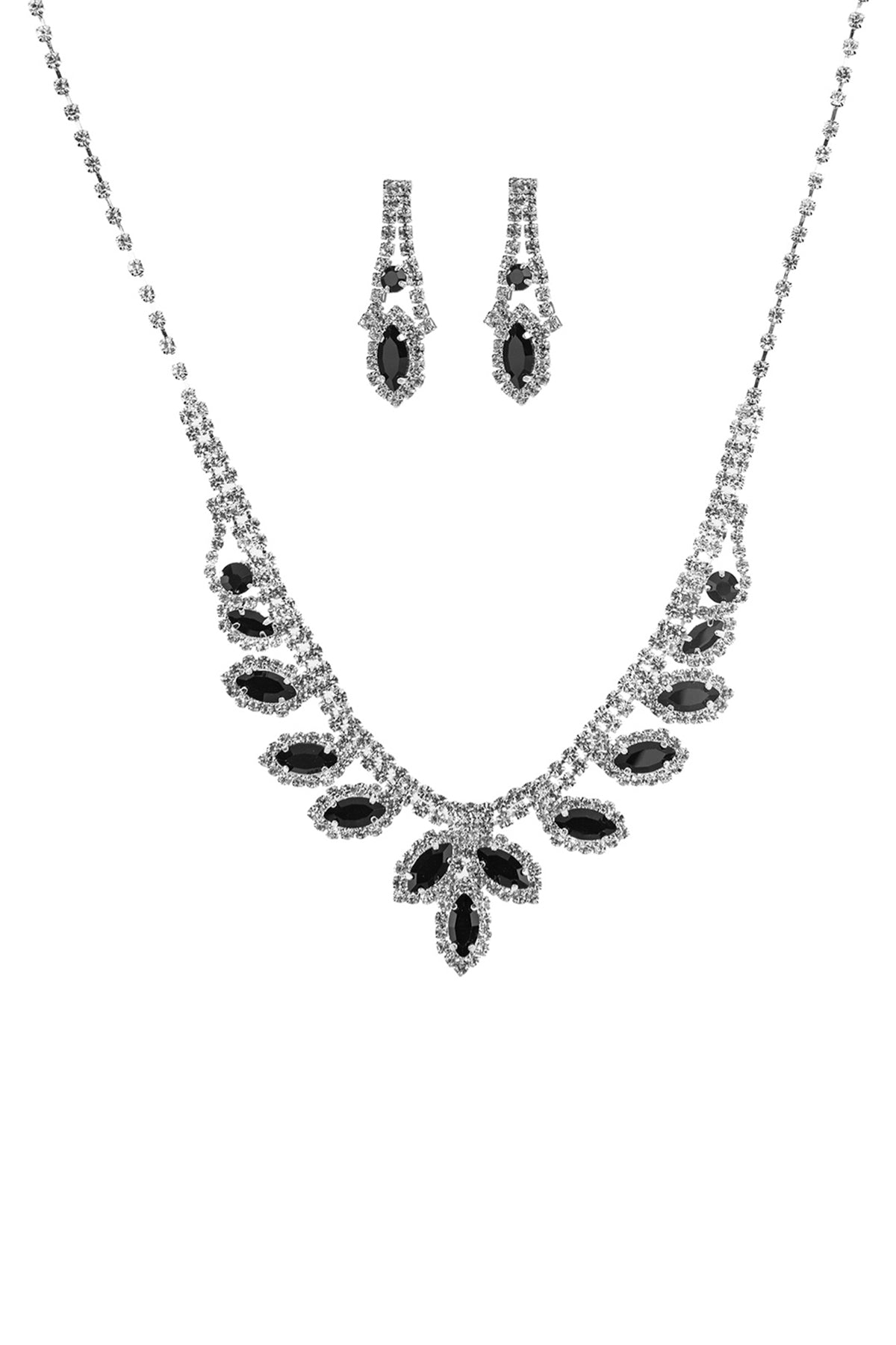 Rhinestone Marquise Wedding Necklace And Earring Set-57124.EMS--Love It Clothing