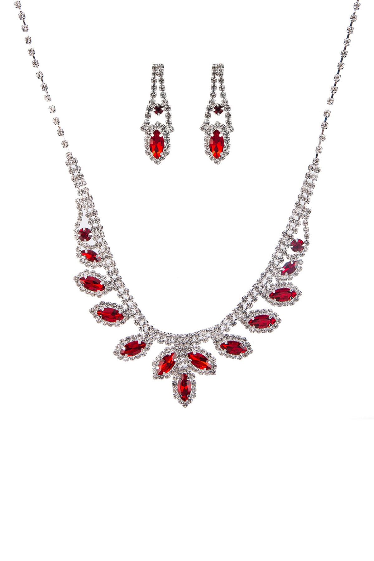 Rhinestone Marquise Wedding Necklace And Earring Set-57124.EMS--Love It Clothing