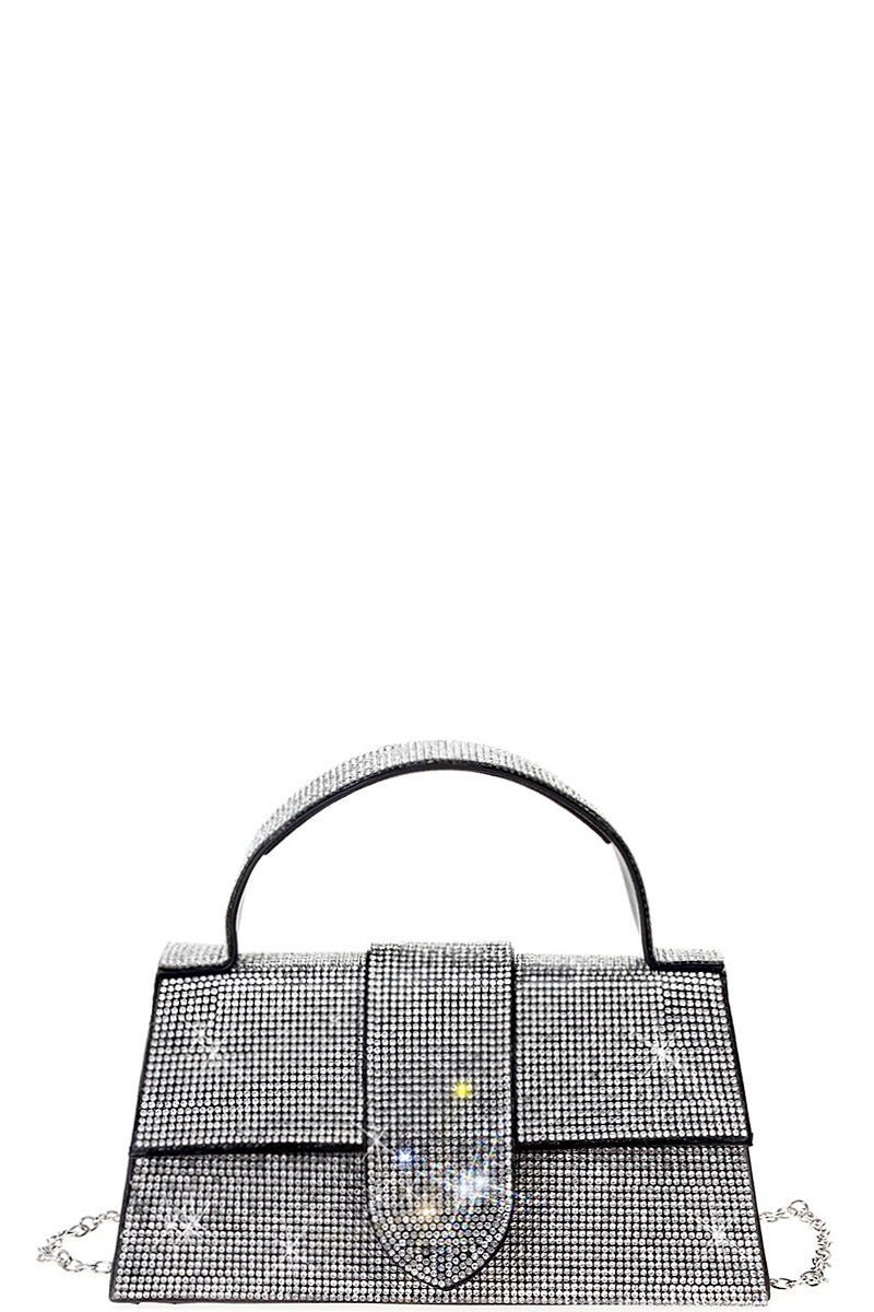Rhinestone Allover Chic Design Handle Bag - Love It Clothing
