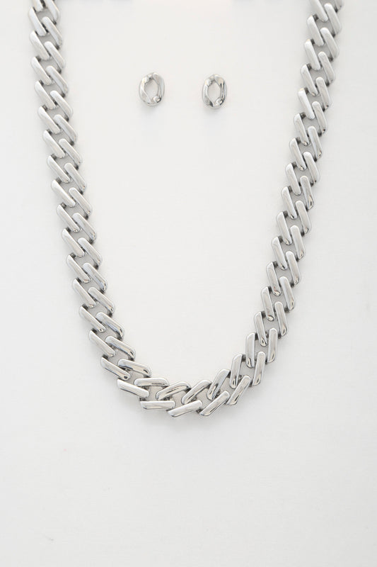 Rectangle Link Metal Necklace-57197.GD--Love It Clothing