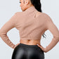 Lux Sweater Rib Cutout Mock Neck Crop Top - Love It Clothing