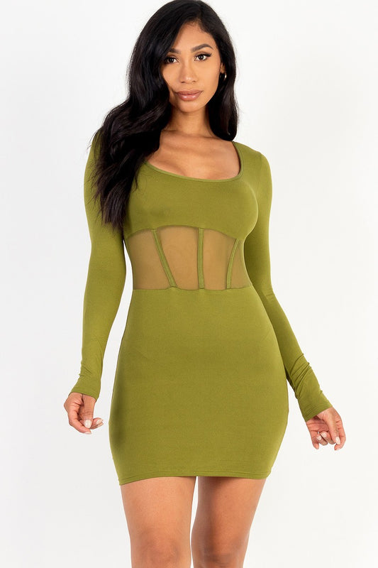 Square neck mesh corset mini dress-57278c.S-Select Size: S-Love It Clothing