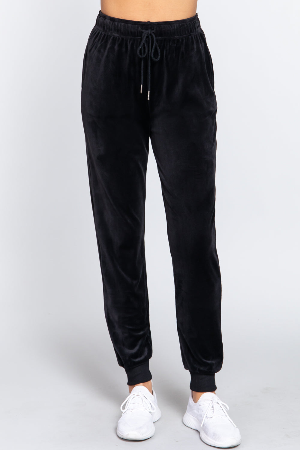 Waist Elastic Velour Long Jogger Pants-57332.S--Love It Clothing