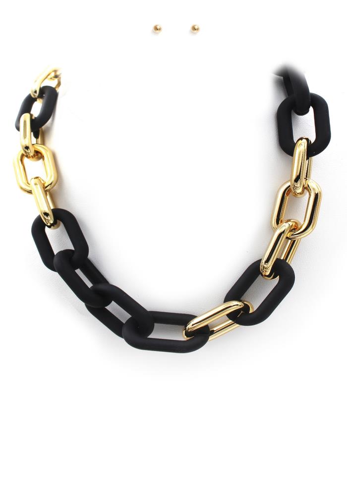 Oval Link Necklace-57348.BK--Love It Clothing