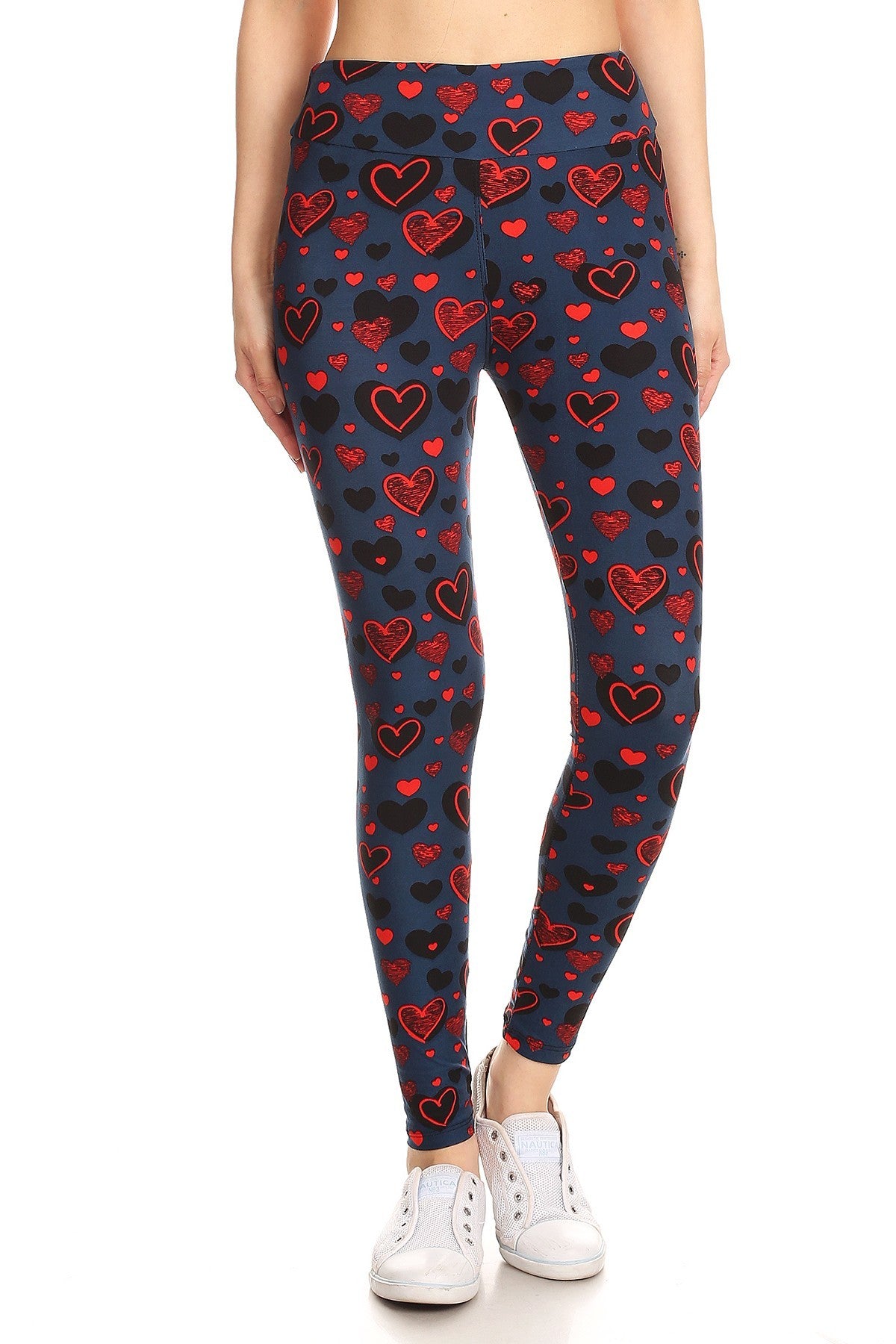 Yoga Style Banded Lined Heart Print, Full Length Leggings In A Slim Fitting Style With A Banded High Waist-57439.Multi--Love It Clothing