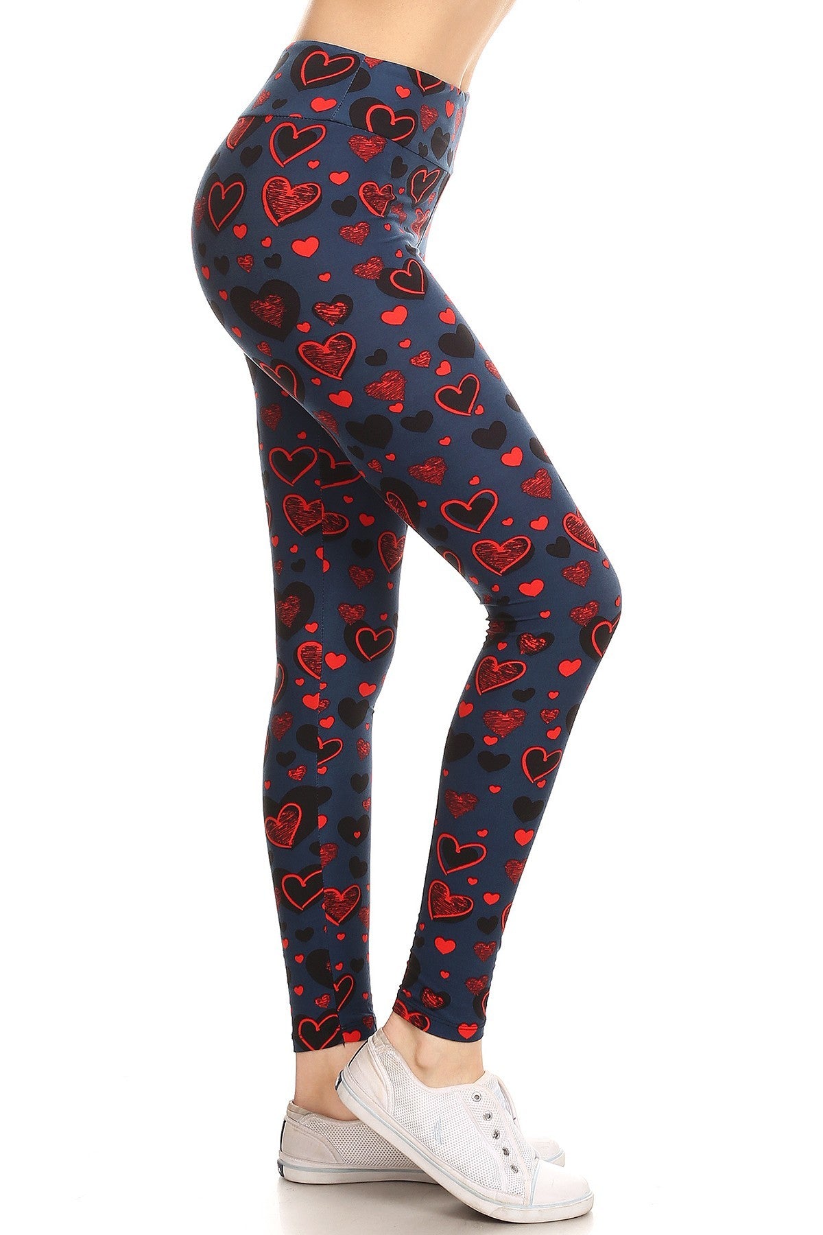 Yoga Style Banded Lined Heart Print, Full Length Leggings In A Slim Fitting Style With A Banded High Waist-57439.Multi--Love It Clothing