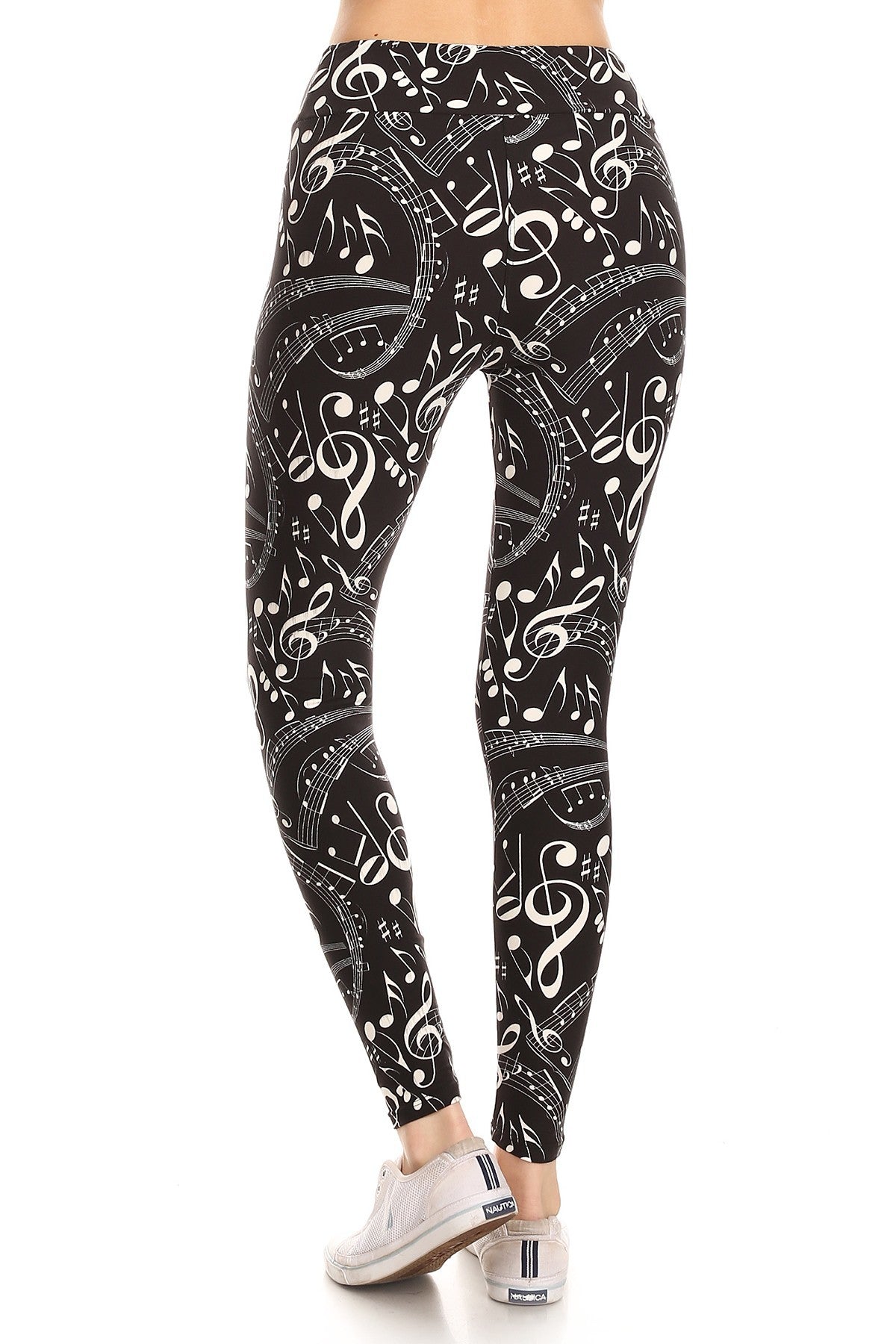 Yoga Style Banded Lined Music Note Print, Full Length Leggings In A Slim Fitting Style With A Banded High Waist-57441.Multi--Love It Clothing