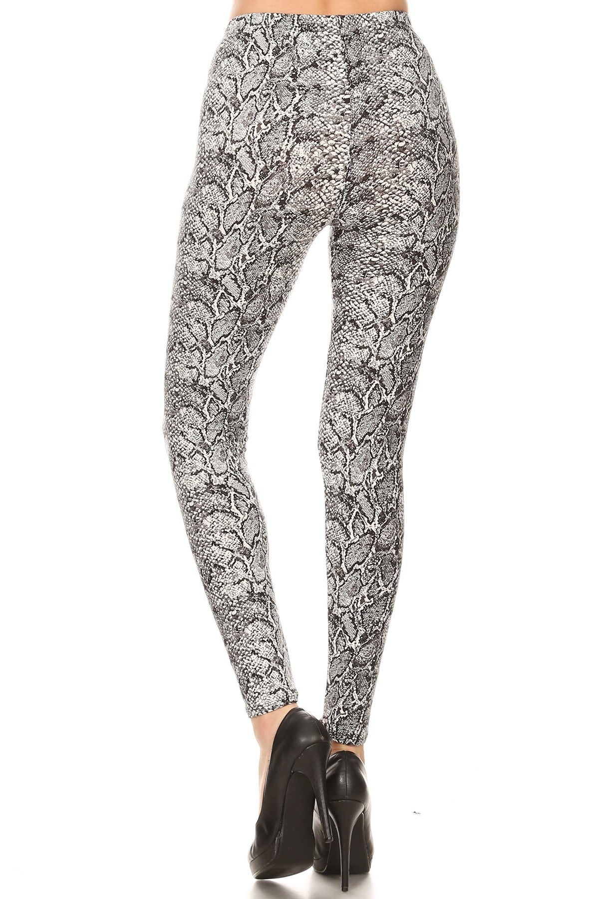 Snakeskin Print, Full Length, High Waisted Leggings In A Fitted Style With An Elastic Waistband-57443.Multi--Love It Clothing